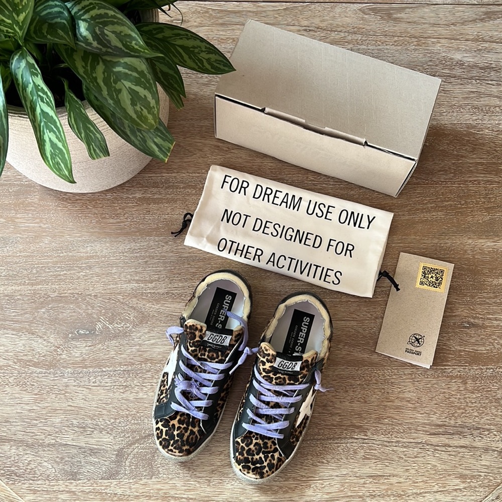Golden Goose Leopard-Pattern Pony Hair & Leather Sneakers EU 39 US 9 - Picture 1 of 13